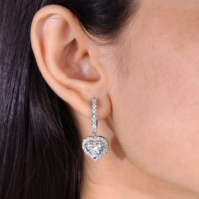 Heart drop earrings with elegant sparkling diamond details
