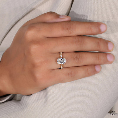 Hidden halo engagement ring with sparkling diamond details
