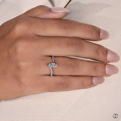 Pavé band engagement ring with sparkling diamond accents and elegant details
