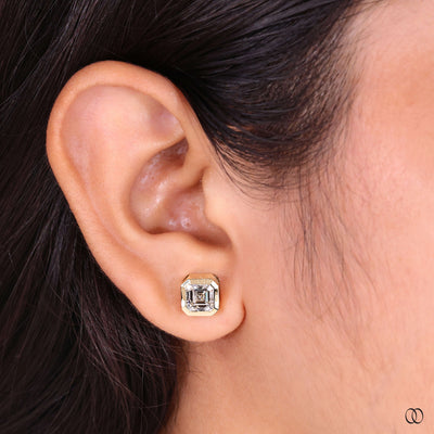 antique earrings asscher cut diamond design
