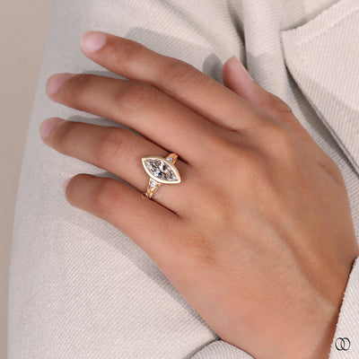 three stone ring marquise setting
