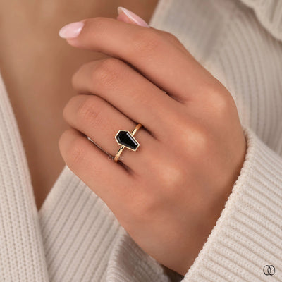 handmade coffin cut engagement ring