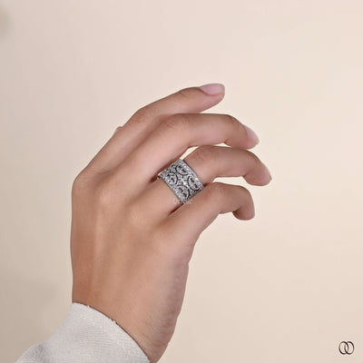 prong set wedding band white gold ring
