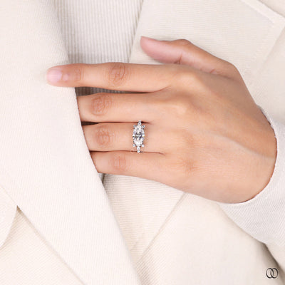 White Gold East West Marquise Engagement Ring For Her