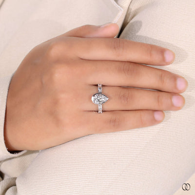 bezel set diamond ring white gold design
