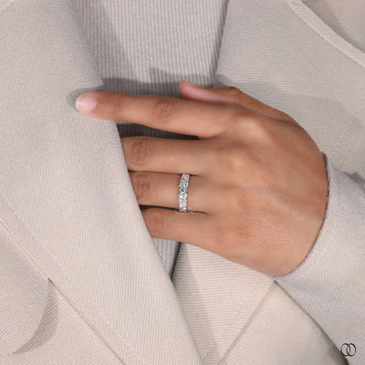 unique design band round moissanite wedding band
