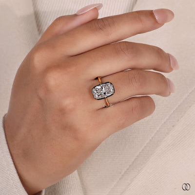 black polish border ring cushion diamond
