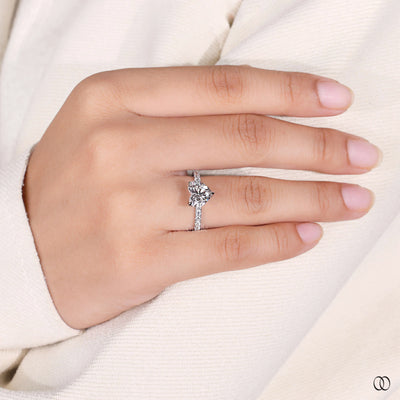 Heart Shape Diamond Engagement  Ring With Pave Band
