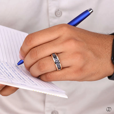 Designer wedding band with an elegant timeless finish
