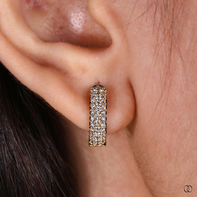 diamond hoop earrings multi row pave setting
