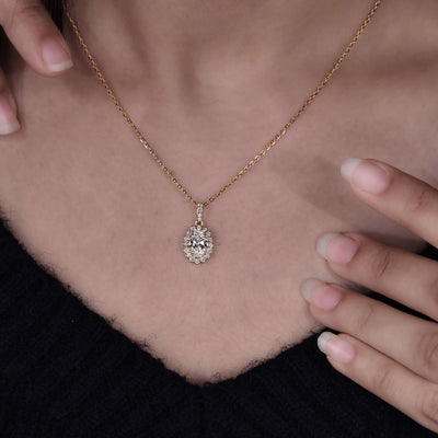 Classic vintage inspired pendant with an elegant oval diamond design
