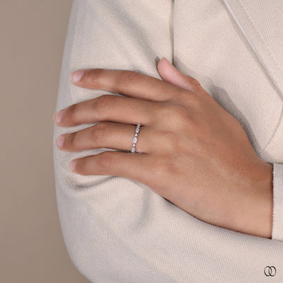 moissanite wedding band half eternity style
