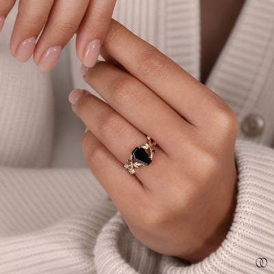 Gothic Nature Inspired Coffin Shaped Engagement Ring