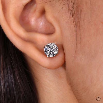 designer earrings round diamond white gold
