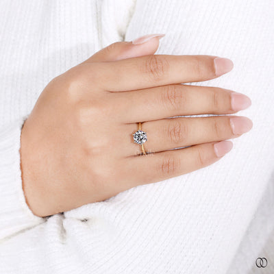 round diamond ring 6 prong gold setting
