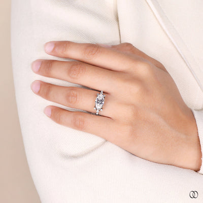 White Gold East West Marquise Engagement Ring For Her