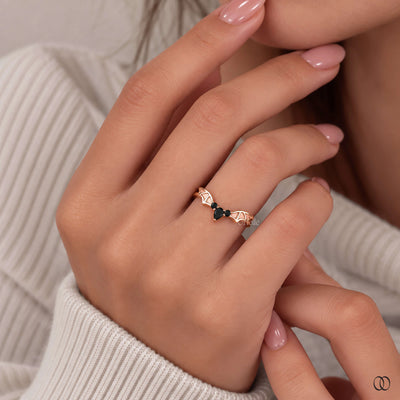 Pear Cut Bar Wing Curved Wedding Band With Round Side Stone