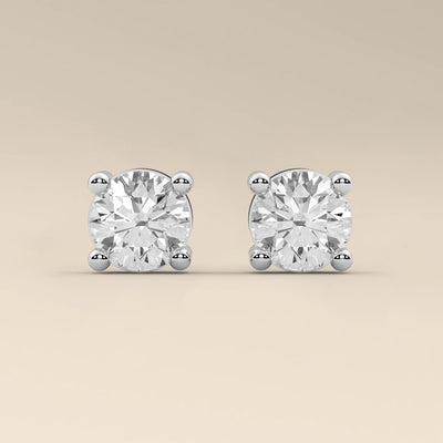 stud earrings round diamond silver handmade style
