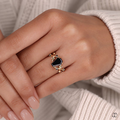 Gothic Nature Inspired Coffin Shaped Engagement Ring
