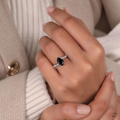 Bypass Setting Pear Cut Rose Cut Engagement Ring