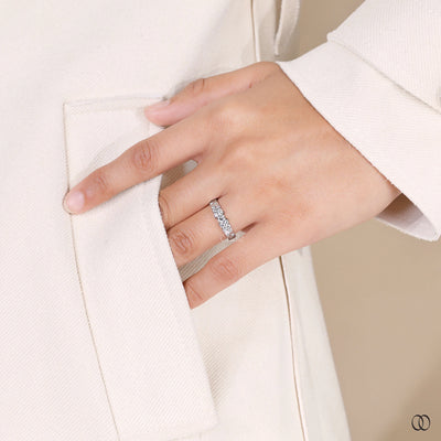 cluster wedding band side stone moissanite style
