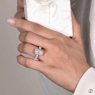 micro pave ring radiant cut diamond
