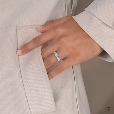 cluster wedding band side stone moissanite style

