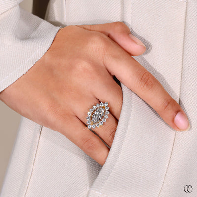 lab grown diamond ring marquise cut setting
