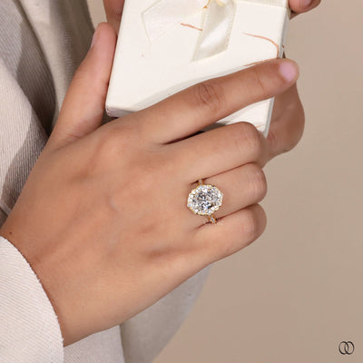 Marquise cut outline ring with elegant diamond accents
