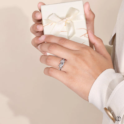 White Gold East West Marquise Engagement Ring For Her