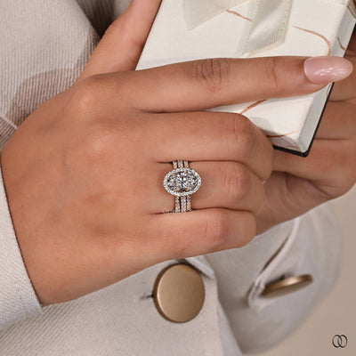 handmade bridal set oval diamond ring design
