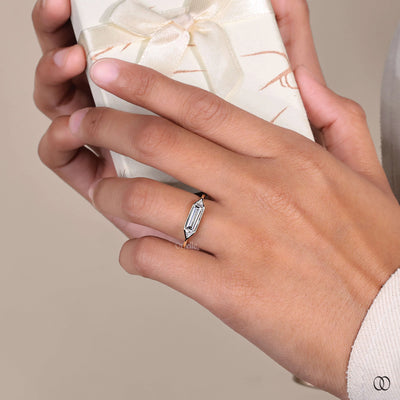 three stone yellow gold diamond engagement ring
