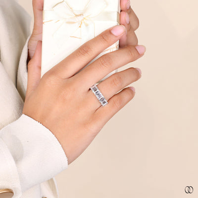 unique design band emerald cut diamond band

