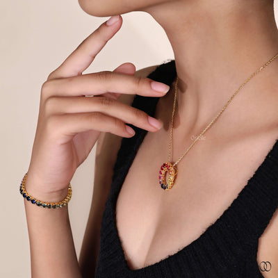 yellow gold rainbow moissanite pendant
