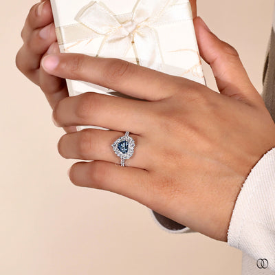 heart diamond double halo engagement ring
