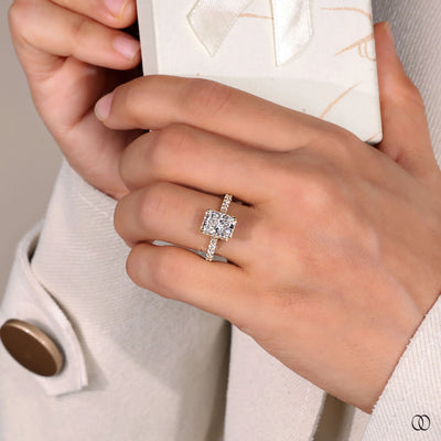 lab grown diamond ring radiant cut engagement
