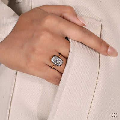 solitaire ring engagement elongated cushion cut
