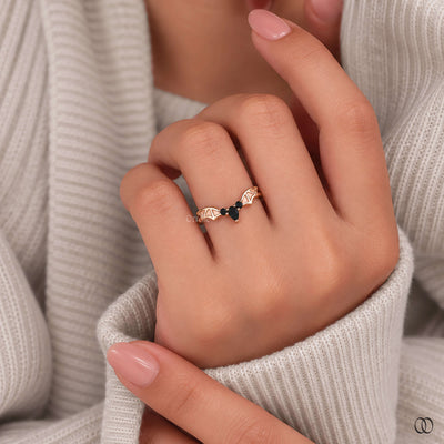 Pear Cut Bar Wing Curved Wedding Band With Round Side Stone