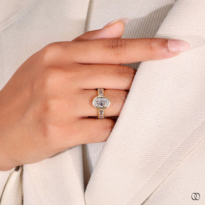 lab grown diamond ring oval cut setting
