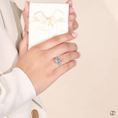 Three Row Pave Set Radiant Cut Diamond Ring Gift For Women