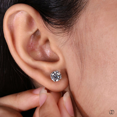 round diamond stud earrings white gold design
