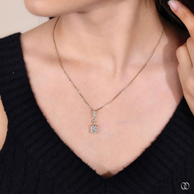 princess cut pendant channel pave setting
