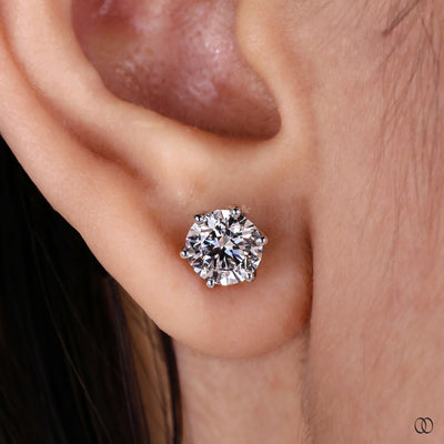 6 prong diamond stud earrings white gold
