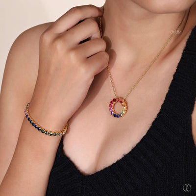 handmade pendant rainbow circle necklace design
