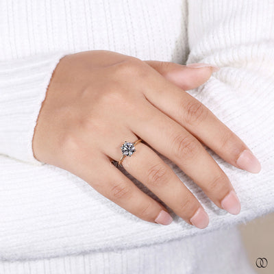 handmade yellow gold round diamond ring
