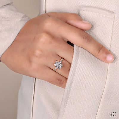 Handmade ring with delicate craftsmanship and diamond accents
