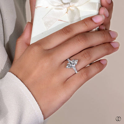 marquise diamond cathedral setting engagement
