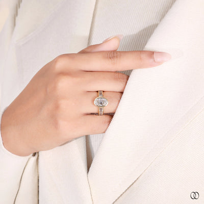 lab grown diamond ring oval cut setting

