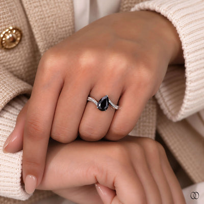 Bypass Setting Pear Cut Rose Cut Engagement Ring