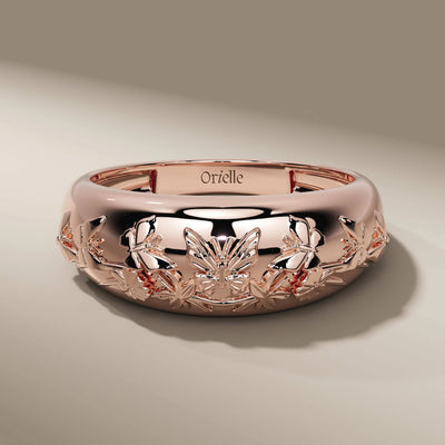handmade engagement ring in yellow gold filigree design
